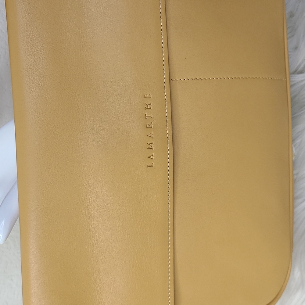 Purse Genuine Leather Beige Tan Minimalist Classic Designer Handbags Brand New - Picture 3 of 5